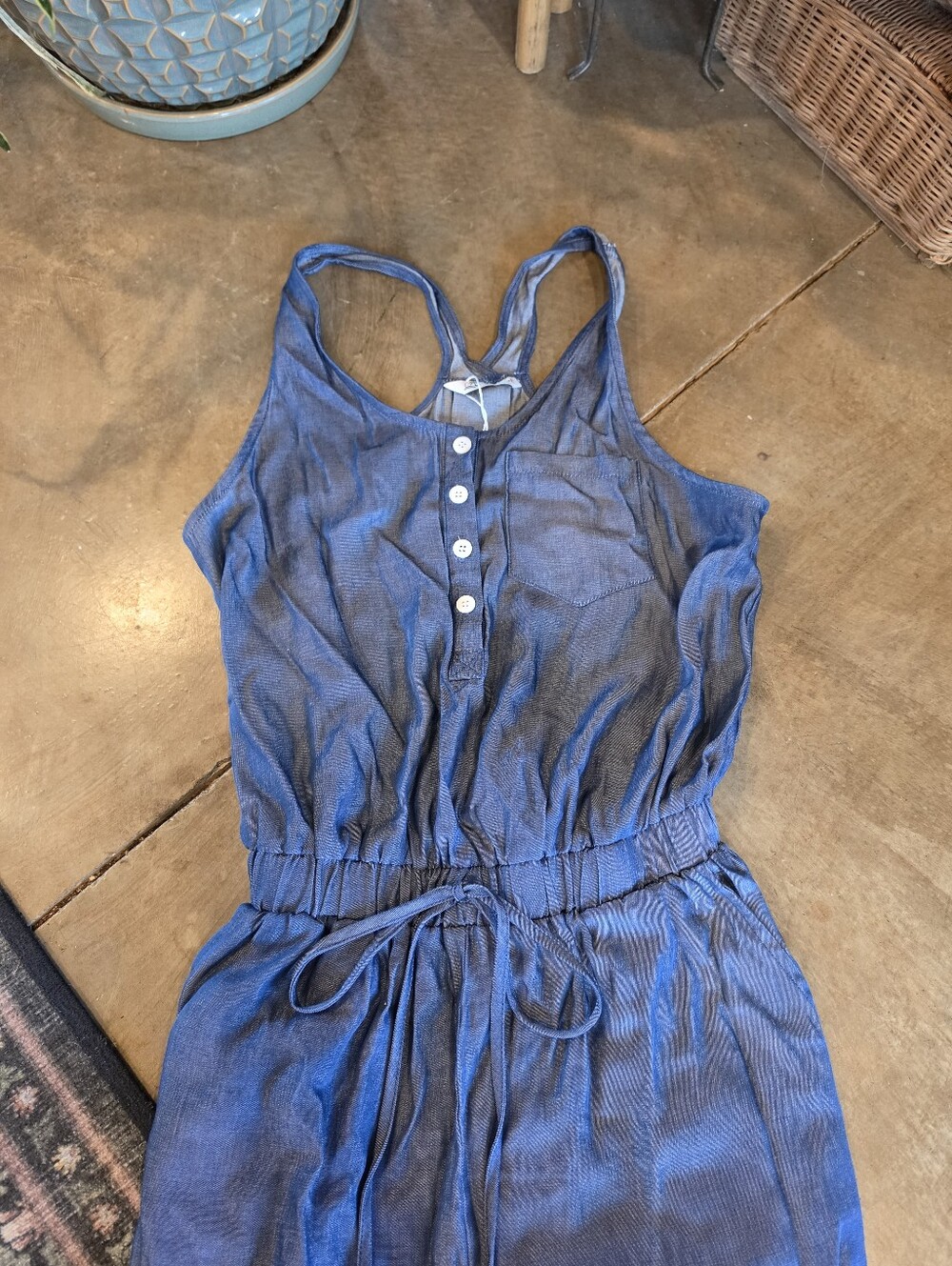 NWT CUPSHE Blue Sleeveless Adjustable Waist Midi Length Jumpsuit